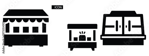 display showcase silhouette illustration icon set, Modern furniture vector designs.