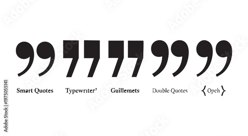 Various quotation mark styles including smart quotes guillemets and double quotes
