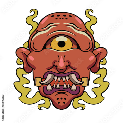 Vibrant mythical creature mask design