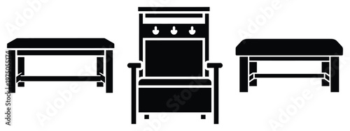entryway bench silhouette illustration icon set, Modern furniture vector designs.