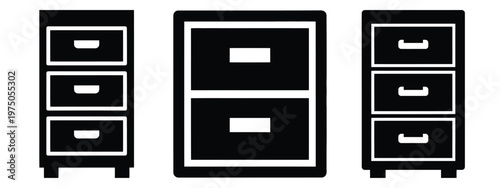filing drawer cabinet silhouette illustration icon set, Modern furniture vector designs.