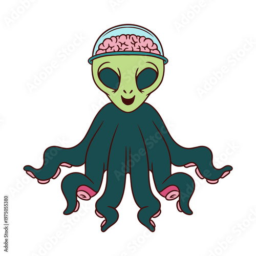 Playful alien octopus character design