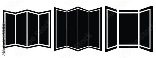 folding screen silhouette illustration icon set, Modern furniture vector designs.