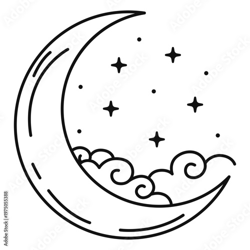Fotografi Moon and stars celestial design