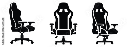 gaming chair silhouette illustration icon set, Modern furniture vector designs.