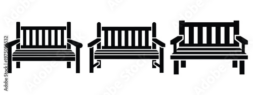 garden bench silhouette illustration icon set, Modern furniture vector designs.