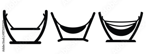 hammock stand silhouette illustration icon set, Modern furniture vector designs.
