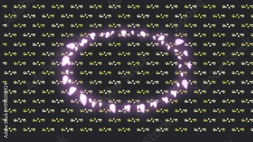Animation of christmas decoration fairy lights with copy space over green circles