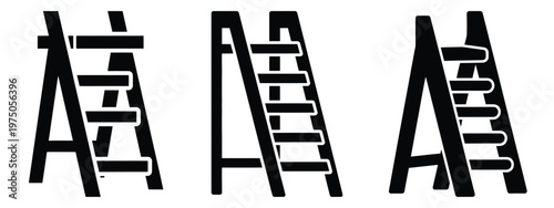 ladder shelf silhouette illustration icon set, Modern furniture vector designs.