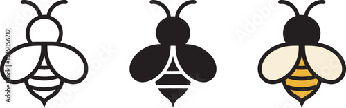 Bee icon set, bumblebee pictogram honey bee vector illustration honeycomb hive insect sign collection