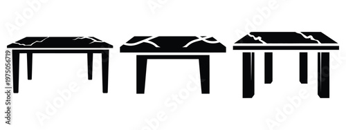 marble table silhouette illustration icon set, Modern furniture vector designs.