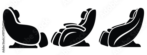 massage chair silhouette illustration icon set, Modern furniture vector designs.