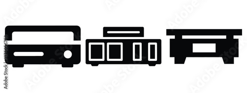 media console silhouette illustration icon set, Modern furniture vector designs.