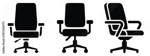 meeting room chair silhouette illustration icon set, Modern furniture vector designs.