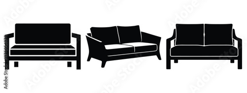 outdoor sofa silhouette illustration icon set, Modern furniture vector designs.
