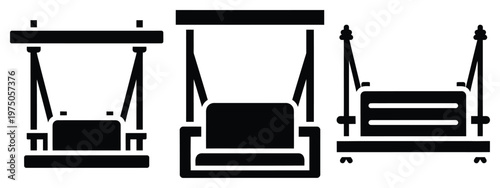 porch swing silhouette illustration icon set, Modern furniture vector designs.