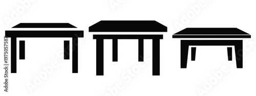 retail display table silhouette illustration icon set, Modern furniture vector designs.