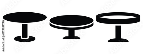 round table silhouette illustration icon set, Modern furniture vector designs.