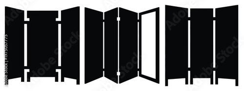 room divider silhouette illustration icon set, Modern furniture vector designs.