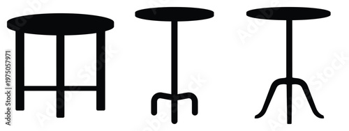 side table silhouette illustration icon set, Modern furniture vector designs.