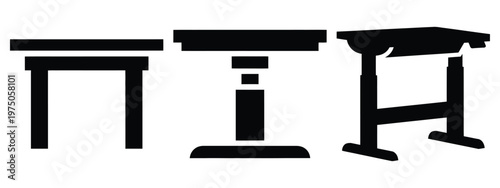 standing desk silhouette illustration icon set, Modern furniture vector designs.