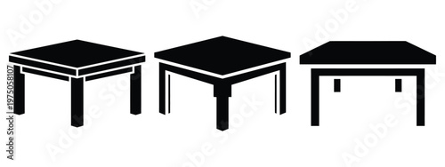square table silhouette illustration icon set, Modern furniture vector designs.