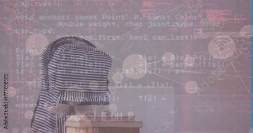 Animation of data processing over school bag