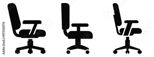study chair silhouette illustration icon set, Modern furniture vector designs.