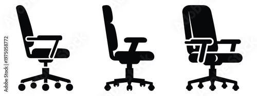swivel chair silhouette illustration icon set, Modern furniture vector designs.