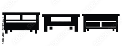 tv stand silhouette illustration icon set, Modern furniture vector designs.