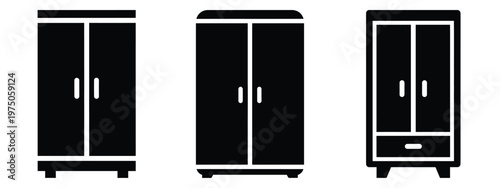 wardrobe closet silhouette illustration icon set, Modern furniture vector designs.