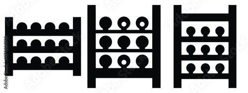 wine rack silhouette illustration icon set, Modern furniture vector designs.
