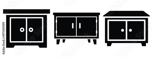 wooden cabinet silhouette illustration icon set, Modern furniture vector designs.