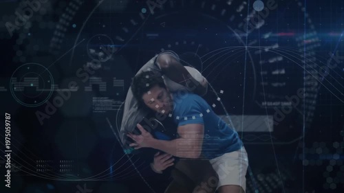Animation of network of connections over diverse rugby players