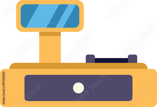 Cash register or retail point of sale electronic scale flat vector icon