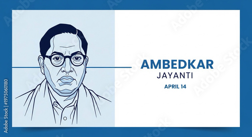 Minimal modern Ambedkar Jayanti social media template with blue and white color palette