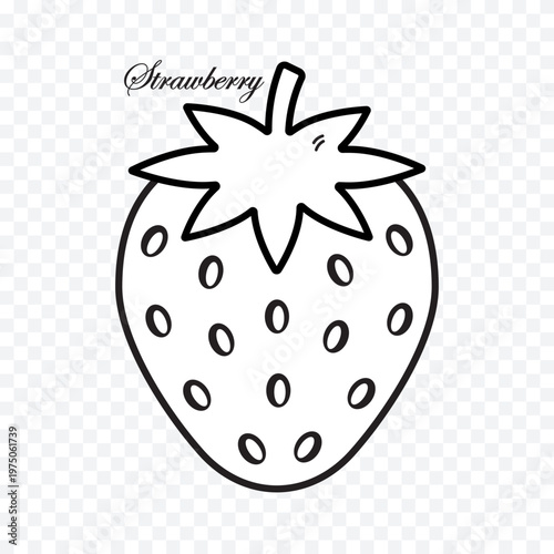 Strawberry illustration in outline style, vector design for coloring.
