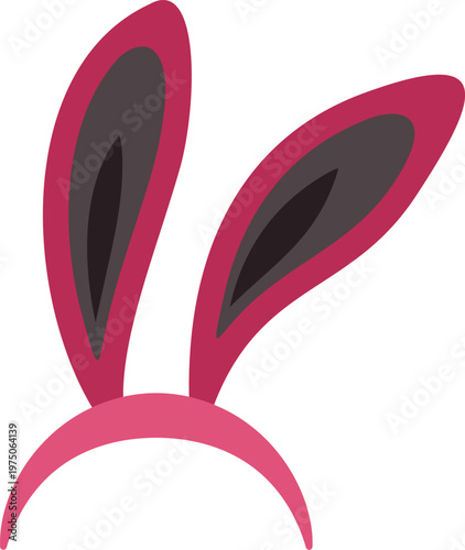Pink bunny ears headband featuring dark inner ear texture, isolated on white background