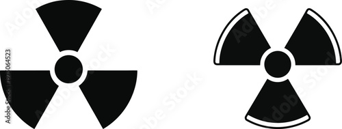 Radiation symbol vector illustration, two styles of a danger sign indicating radioactive material.