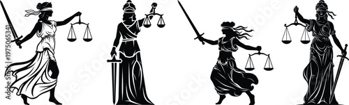 Lady justice silhouettes a symbolic representation of law and fairness