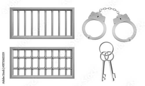 Steel lattice for prison windows, handcuffs, keys