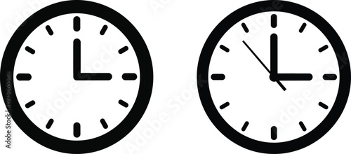 Title two simple black and white clock faces showing different times description the image features two oval shaped clocks with minimalist designs displaying