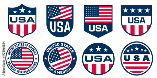 USA badge set. USA patch collection vector.