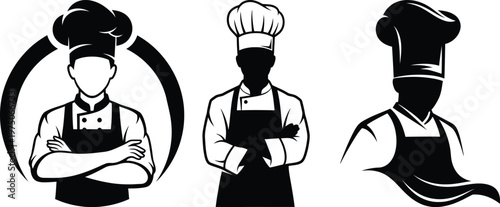 Three chef silhouettes a culinary emblem of professional cooking and gastronomy