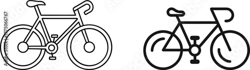 Bicycle set cycling vector illustration road bike mountain bike icon.