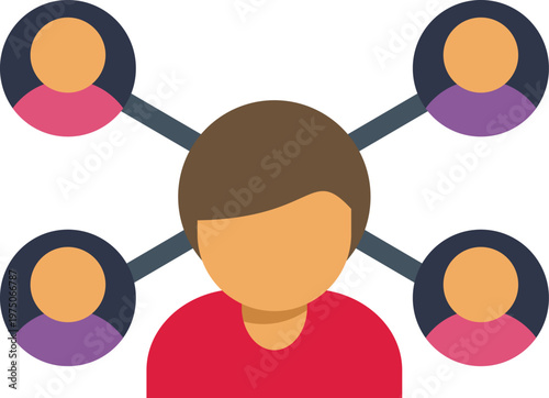 Person connecting with multiple individuals, representing a network or community