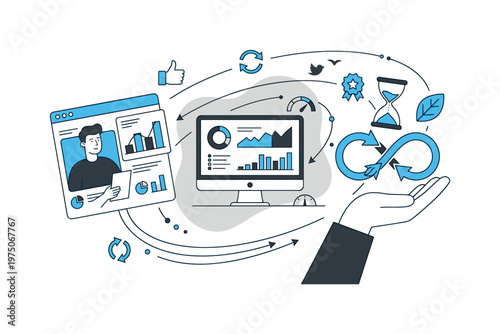 Business transformation and continuous improvement cycle illustration