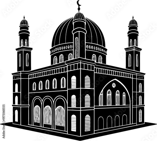 Jewish Synagogue Building Silhouette for Religious and Cultural Design