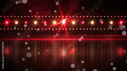 Animation of white spots floating over disco lights against red background