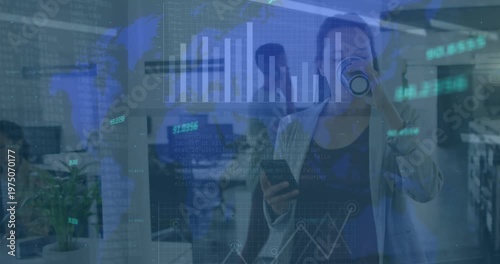 Animation of happy holidays text over santa claus in sleigh with coach